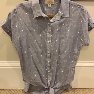 Anthropologie Cloth and Stone Tie Front Top